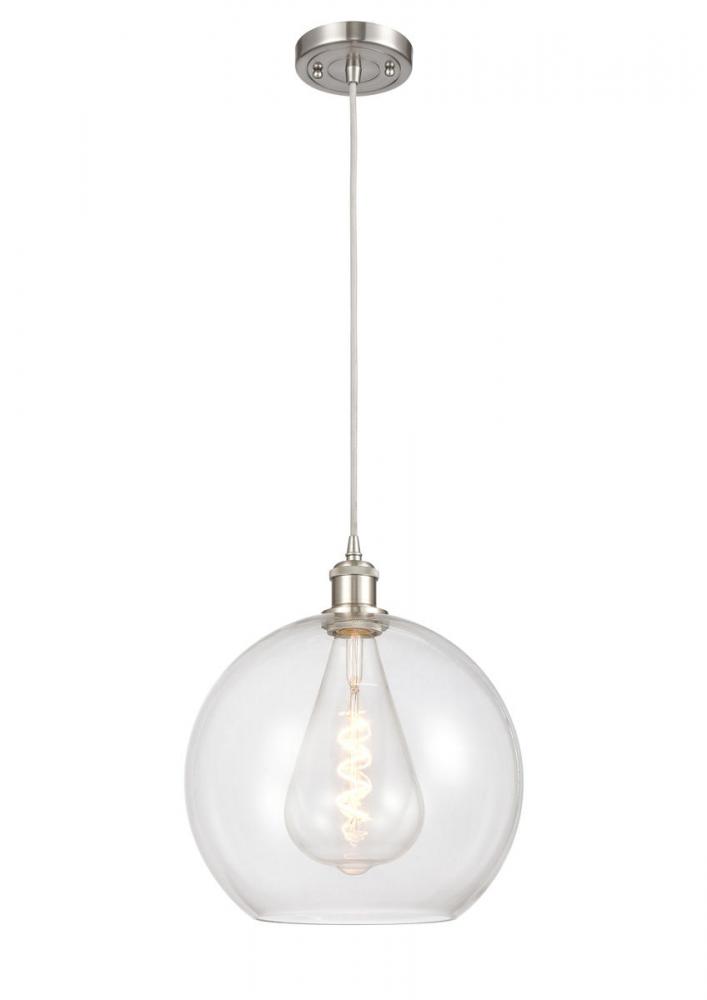 Athens - 1 Light - 12 inch - Brushed Satin Nickel - Cord hung - Mini Pendant