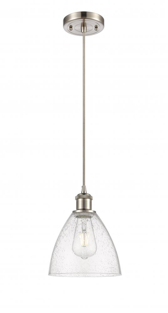 Bristol - 1 Light - 8 inch - Brushed Satin Nickel - Cord hung - Mini Pendant