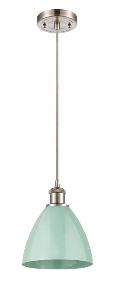 Plymouth - 1 Light - 8 inch - Brushed Satin Nickel - Cord hung - Mini Pendant