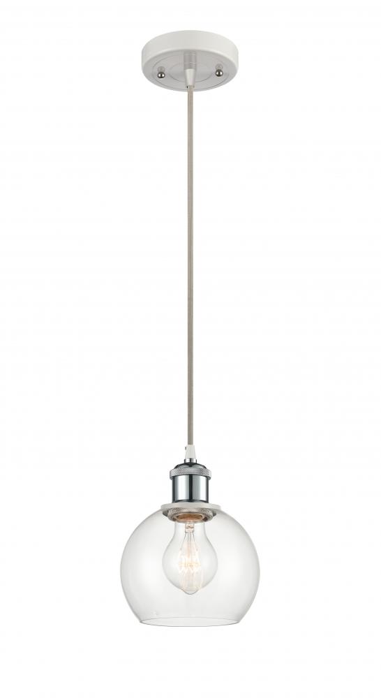 Athens - 1 Light - 6 inch - White Polished Chrome - Cord hung - Mini Pendant