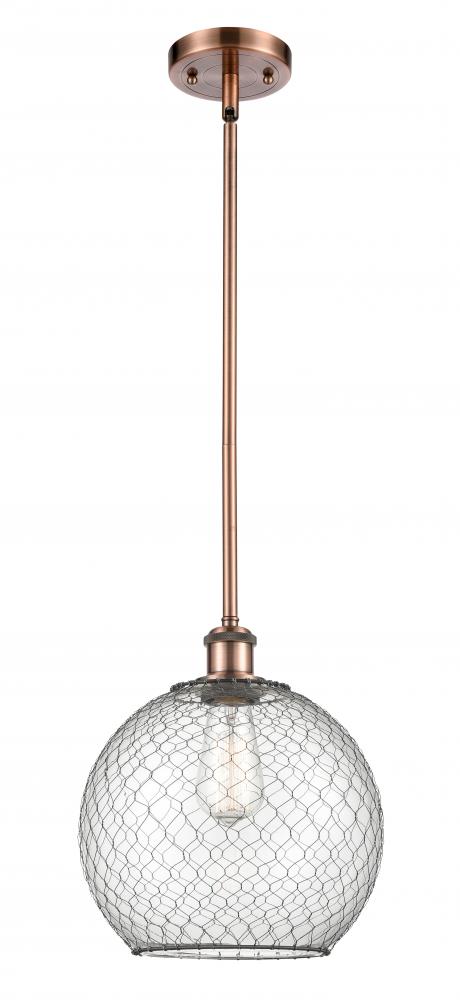 Farmhouse Chicken Wire - 1 Light - 10 inch - Antique Copper - Mini Pendant