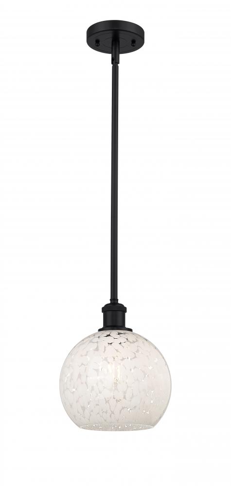 White Mouchette - 1 Light - 8 inch - Matte Black - Mini Pendant