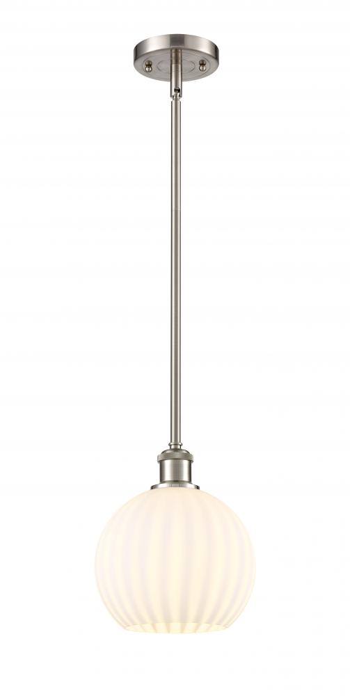 White Venetian - 1 Light - 8 inch - Brushed Satin Nickel - Mini Pendant