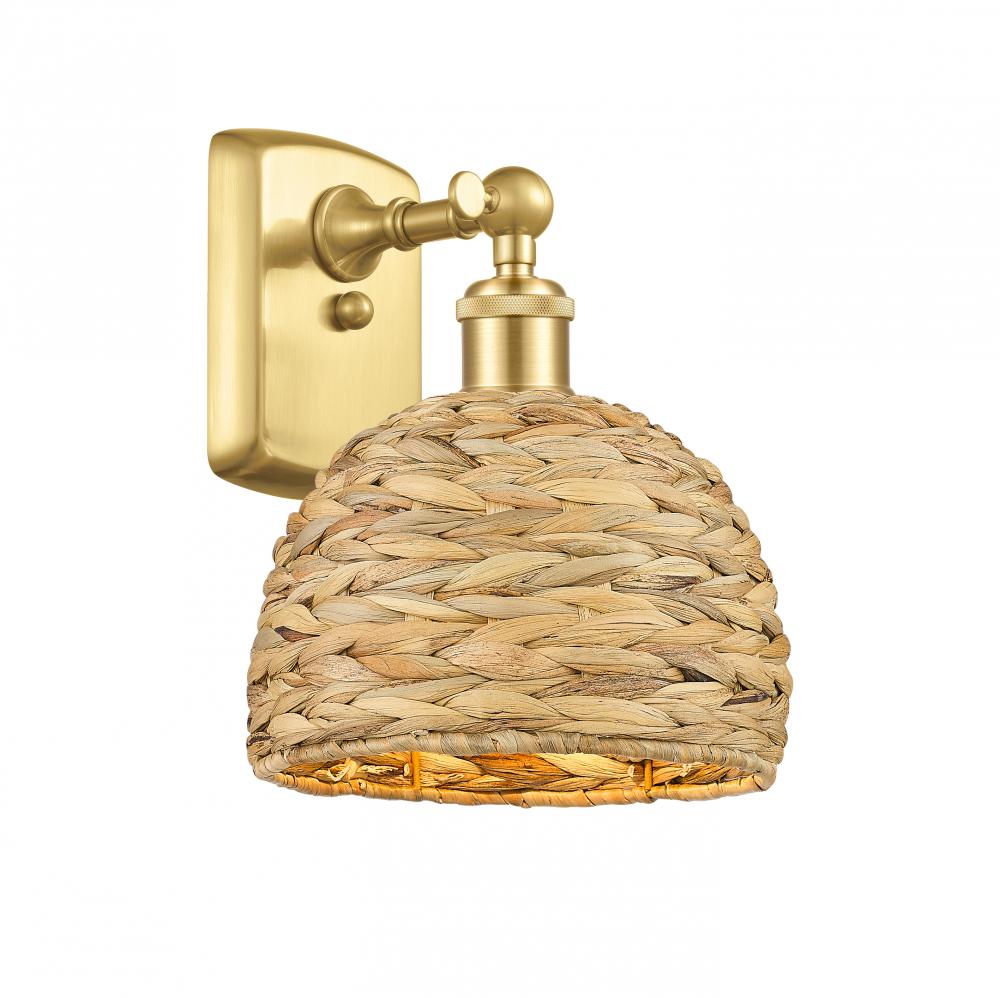 Woven Rattan - 1 Light - 8 inch - Satin Gold - Sconce