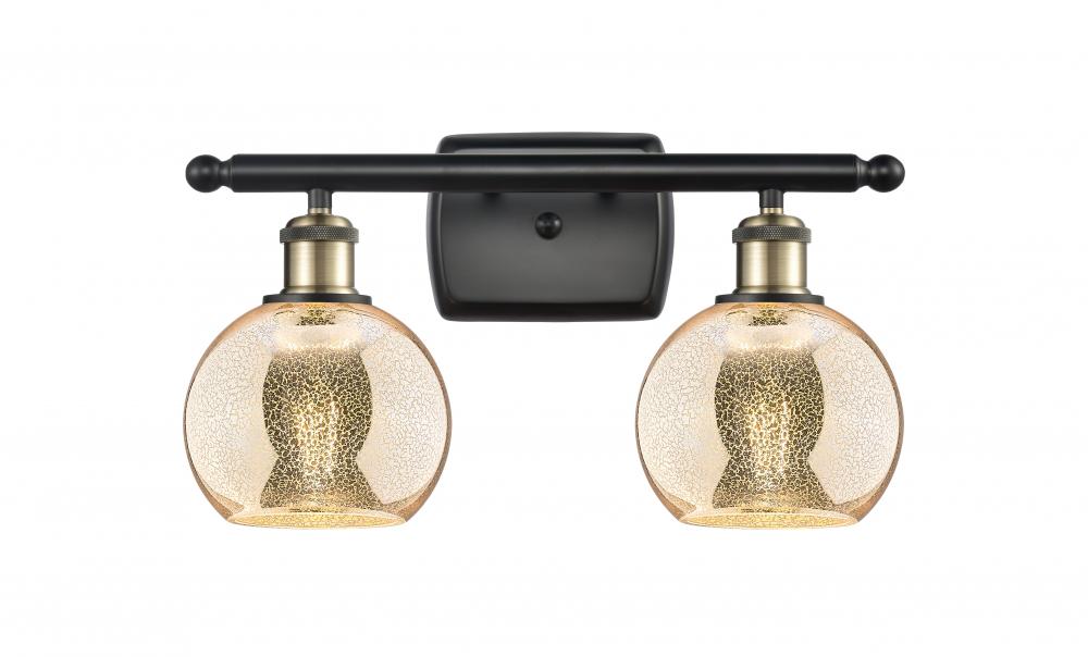 Athens - 2 Light - 16 inch - Black Antique Brass - Bath Vanity Light