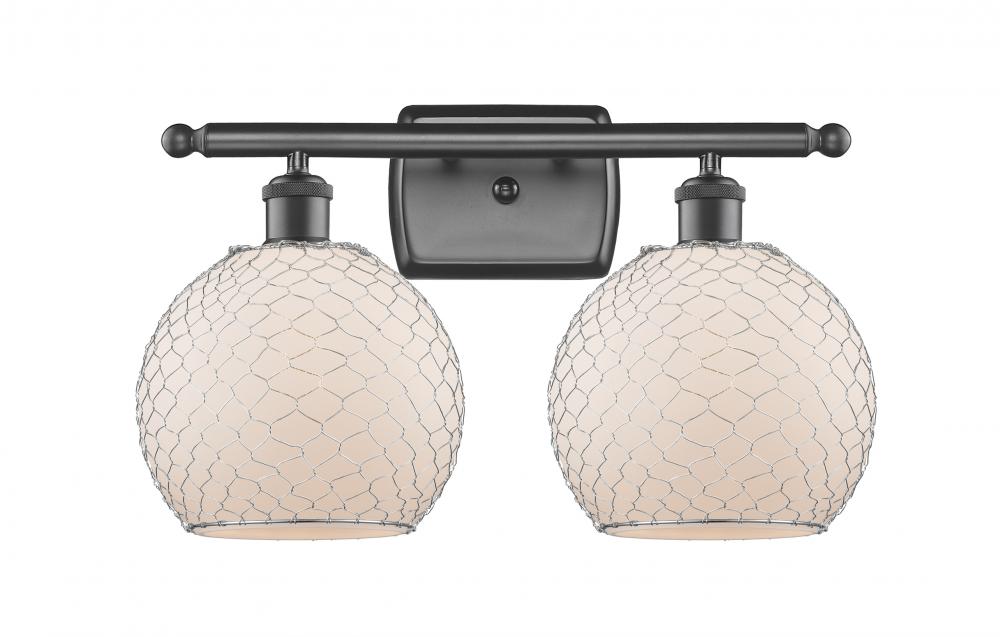 Farmhouse Chicken Wire - 2 Light - 18 inch - Oil Rubbed Bronze - Bath Vanity Light