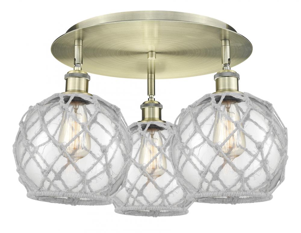 Farmhouse Rope - 3 Light - 20 inch - Antique Brass - Flush Mount