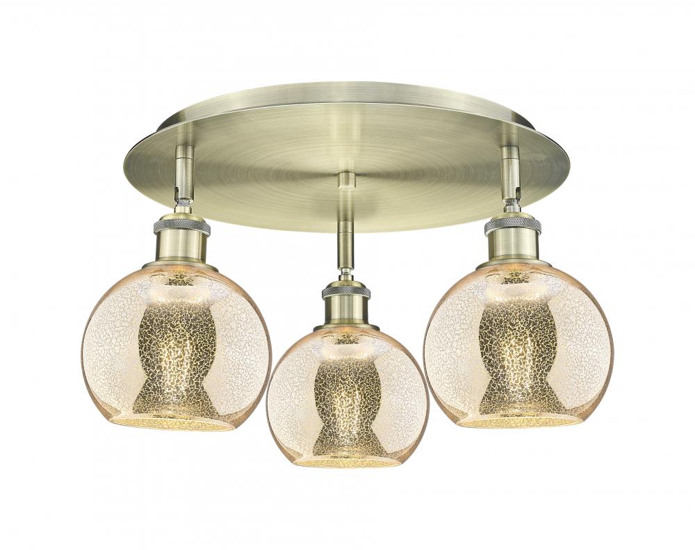 Athens - 3 Light - 18 inch - Antique Brass - Flush Mount