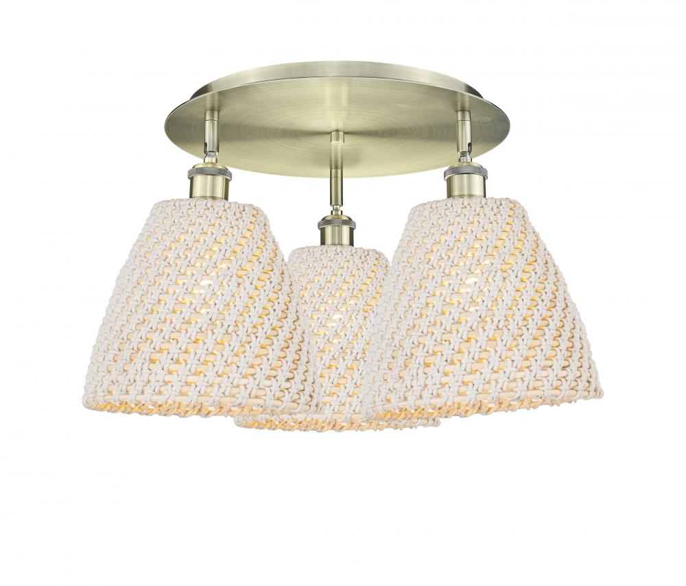 Bristol Natural - 3 Light - 21 inch - Antique Brass - Flush Mount