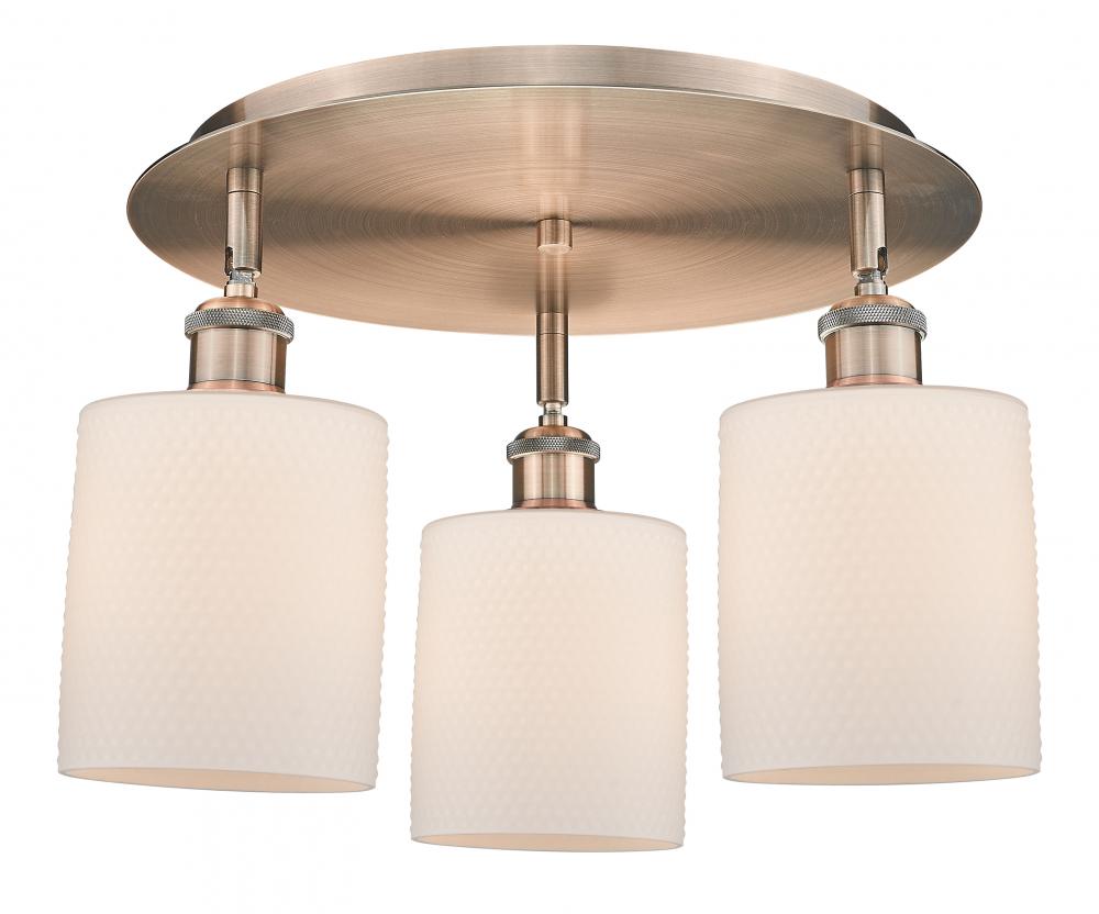 Cobbleskill - 3 Light - 17 inch - Antique Copper - Flush Mount