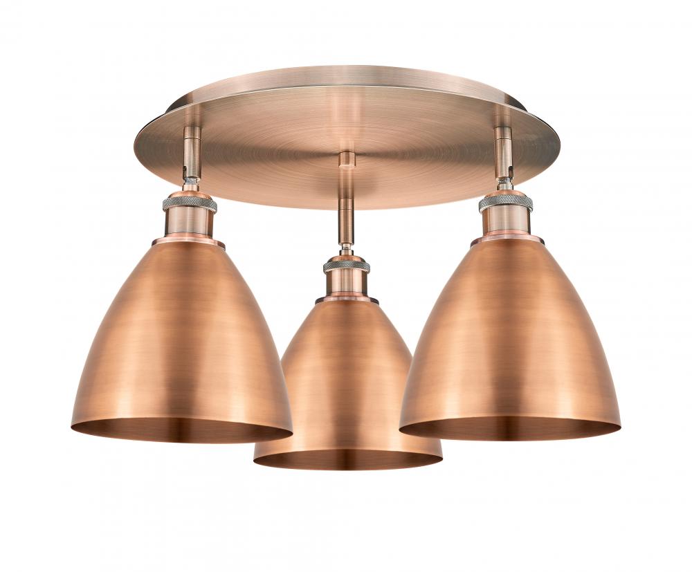 Bristol - 3 Light - 19 inch - Antique Copper - Flush Mount