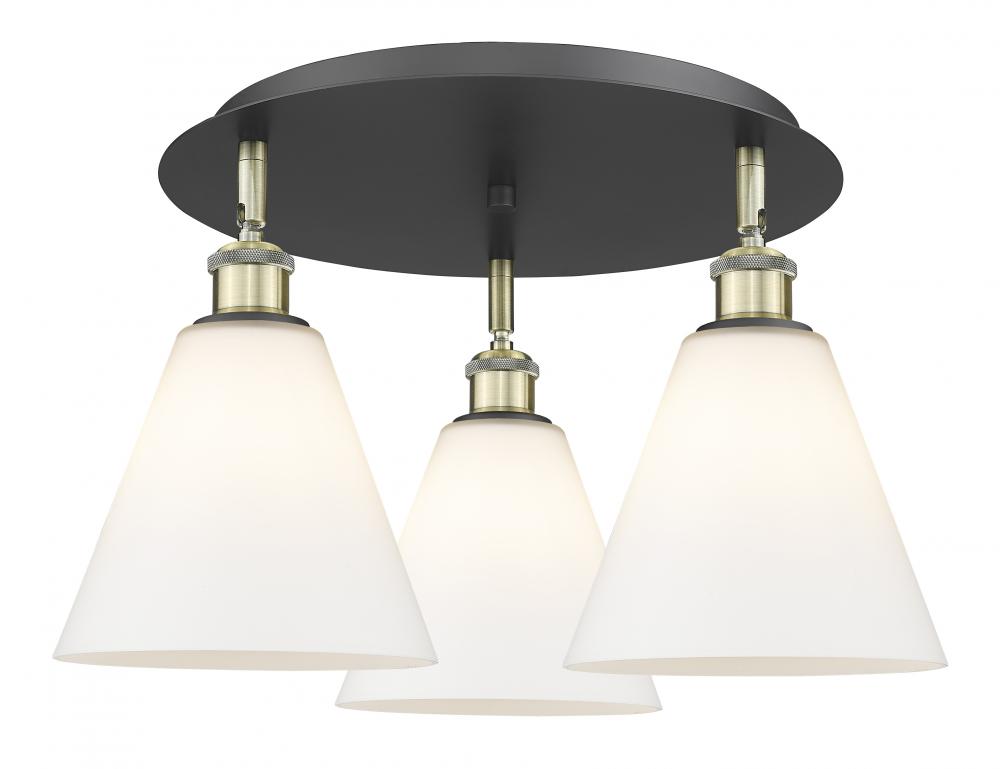 Berkshire - 3 Light - 20 inch - Black Antique Brass - Flush Mount