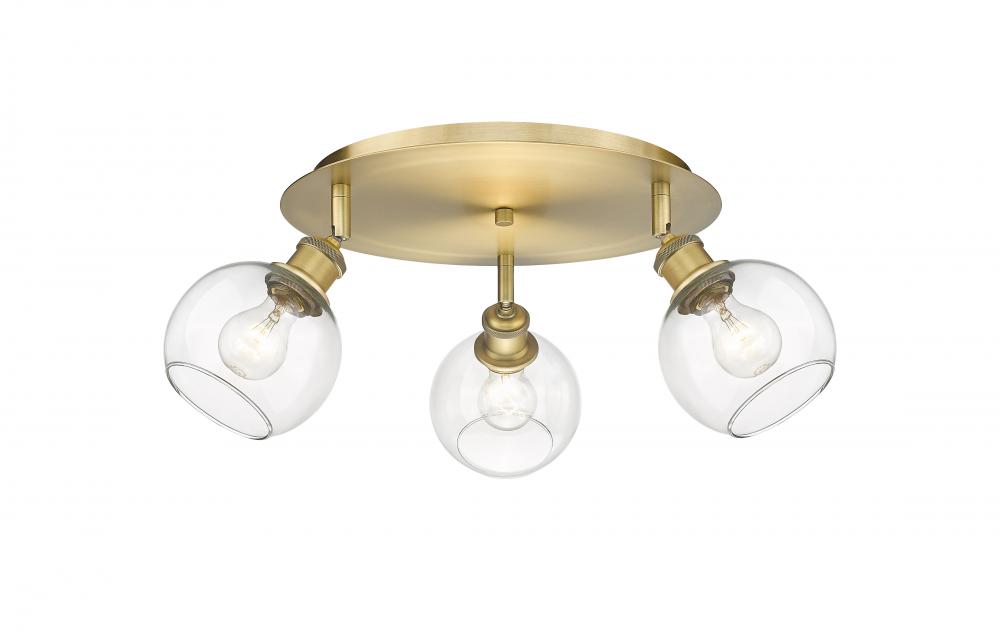 Athens - 3 Light - 18 inch - Brushed Brass - Flush Mount