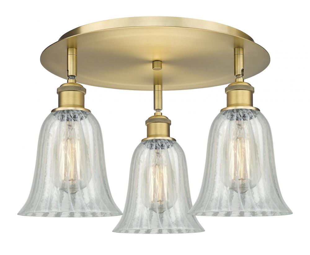 Hanover - 3 Light - 18 inch - Brushed Brass - Flush Mount