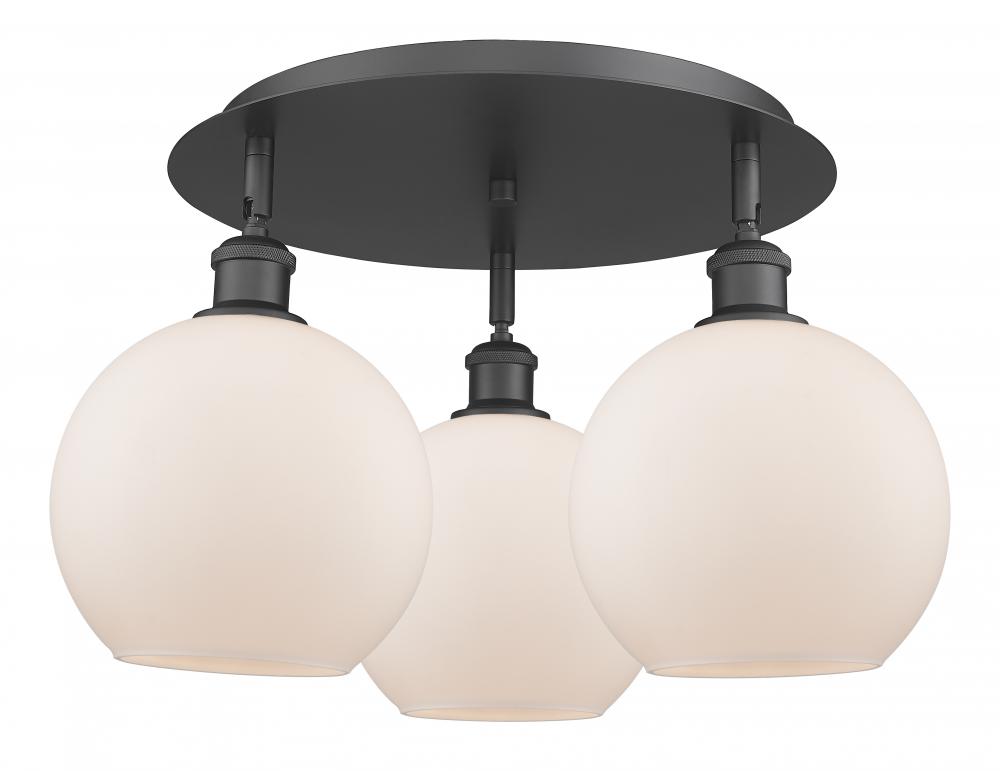 Athens - 3 Light - 20 inch - Matte Black - Flush Mount