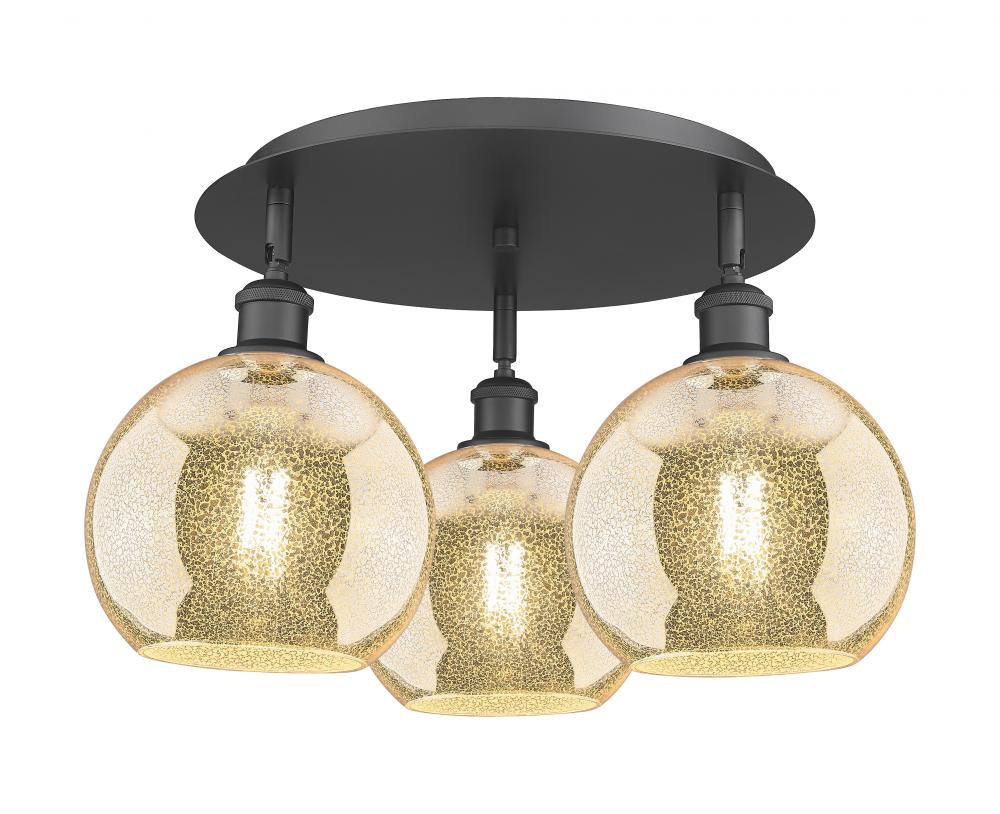 Athens - 3 Light - 20 inch - Matte Black - Flush Mount