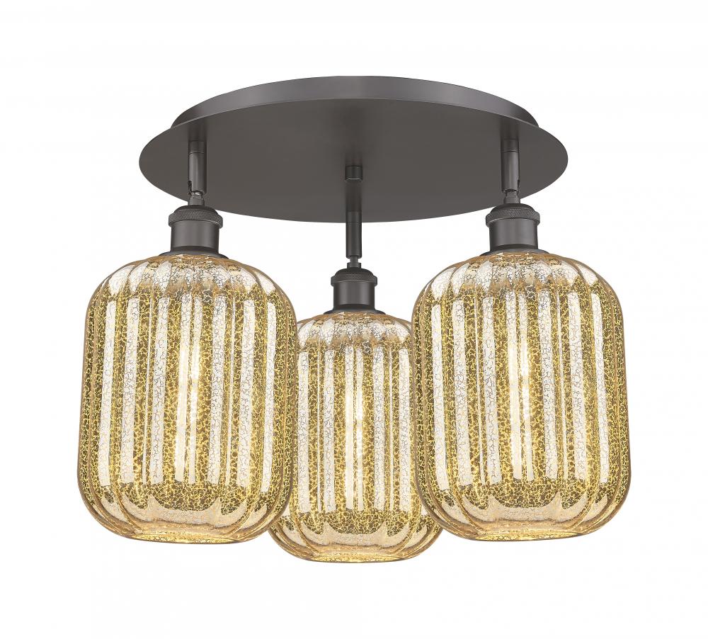 Preston Cylinder - 3 Light - 19 inch - Oil Rubbed Bronze - Flush Mount