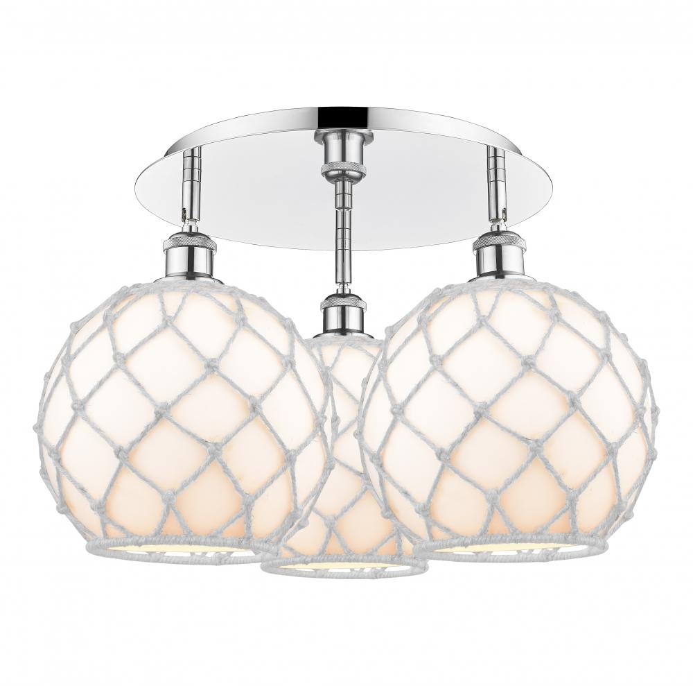 Farmhouse Rope - 3 Light - 22 inch - Polished Chrome - Flush Mount