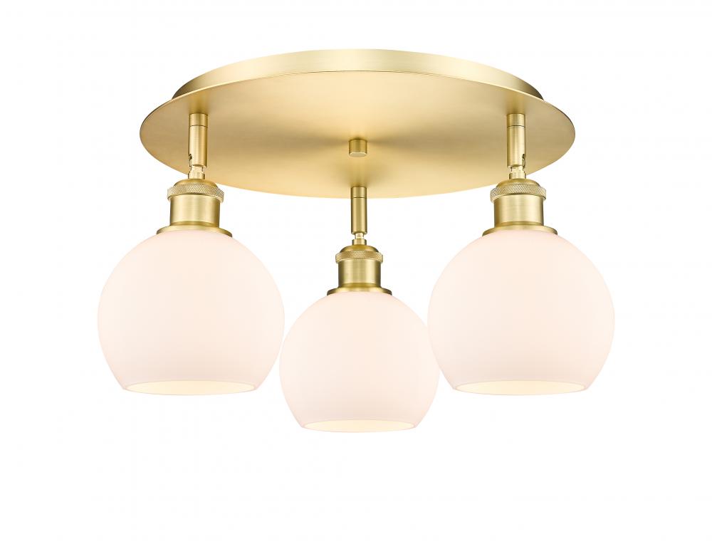 Athens - 3 Light - 18 inch - Satin Gold - Flush Mount