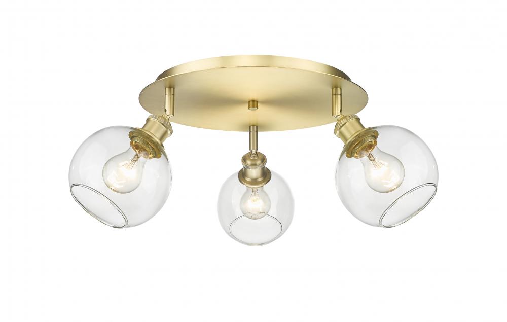 Athens - 3 Light - 18 inch - Satin Gold - Flush Mount