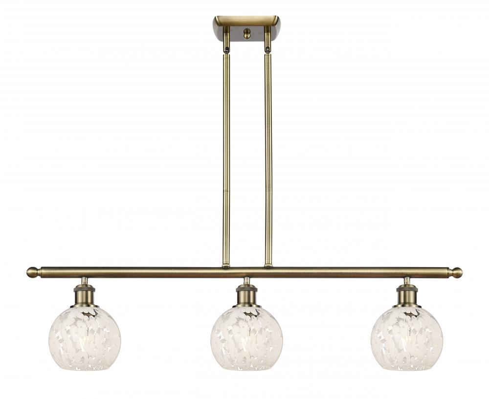 White Mouchette - 3 Light - 36 inch - Antique Brass - Stem Hung - Island Light