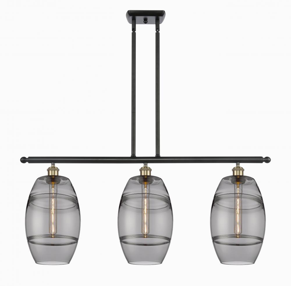 Vaz - 3 Light - 36 inch - Black Antique Brass - Cord hung - Island Light