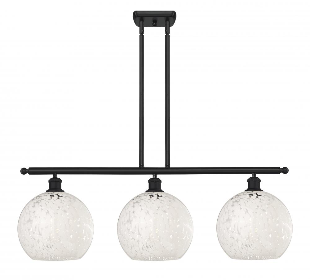 White Mouchette - 3 Light - 37 inch - Matte Black - Stem Hung - Island Light