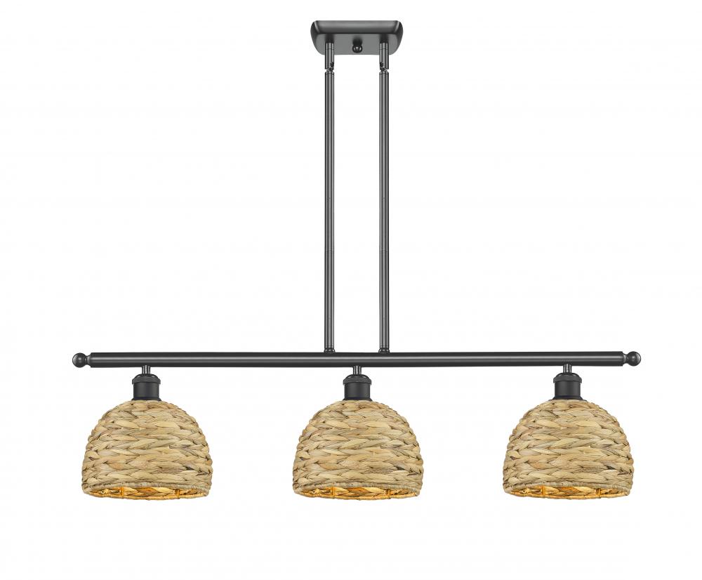 Woven Rattan - 3 Light - 36 inch - Matte Black - Multi Pendant