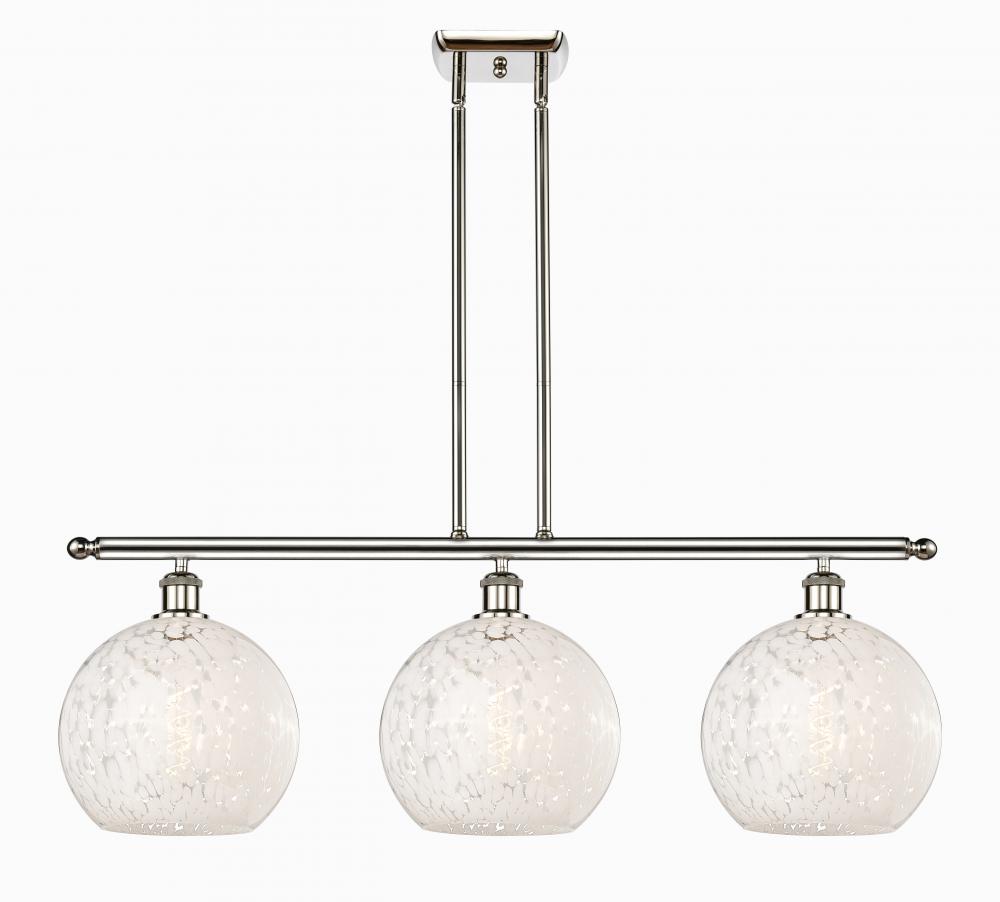 White Mouchette - 3 Light - 37 inch - Polished Nickel - Stem Hung - Island Light