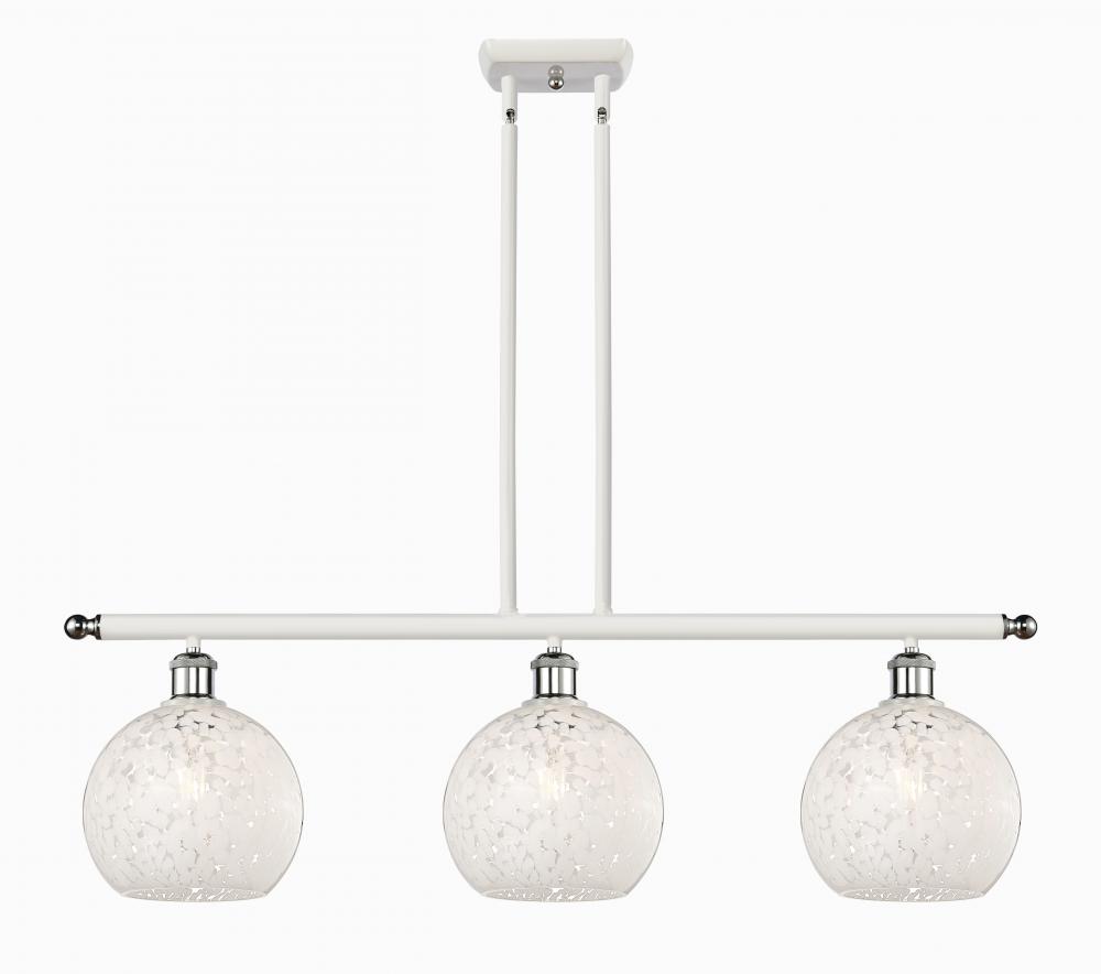 White Mouchette - 3 Light - 36 inch - White Polished Chrome - Stem Hung - Island Light