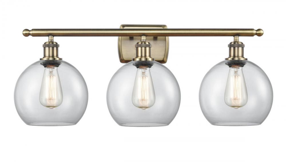 Athens - 3 Light - 28 inch - Antique Brass - Bath Vanity Light