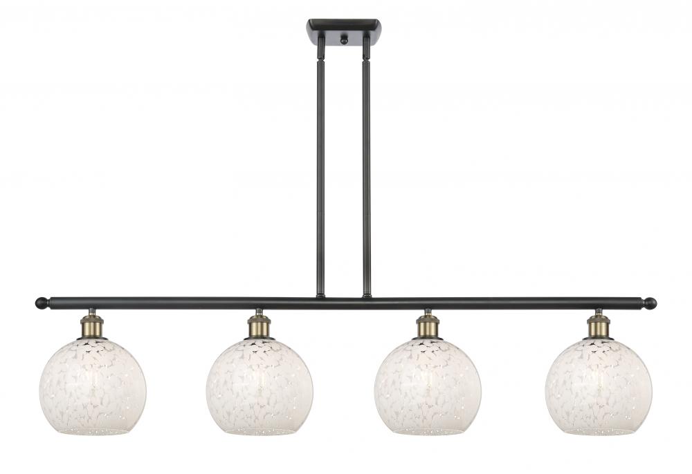 White Mouchette - 4 Light - 48 inch - Black Antique Brass - Stem Hung - Island Light