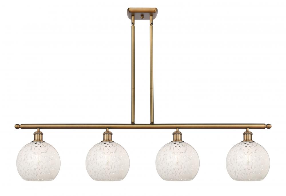 White Mouchette - 4 Light - 48 inch - Brushed Brass - Stem Hung - Island Light