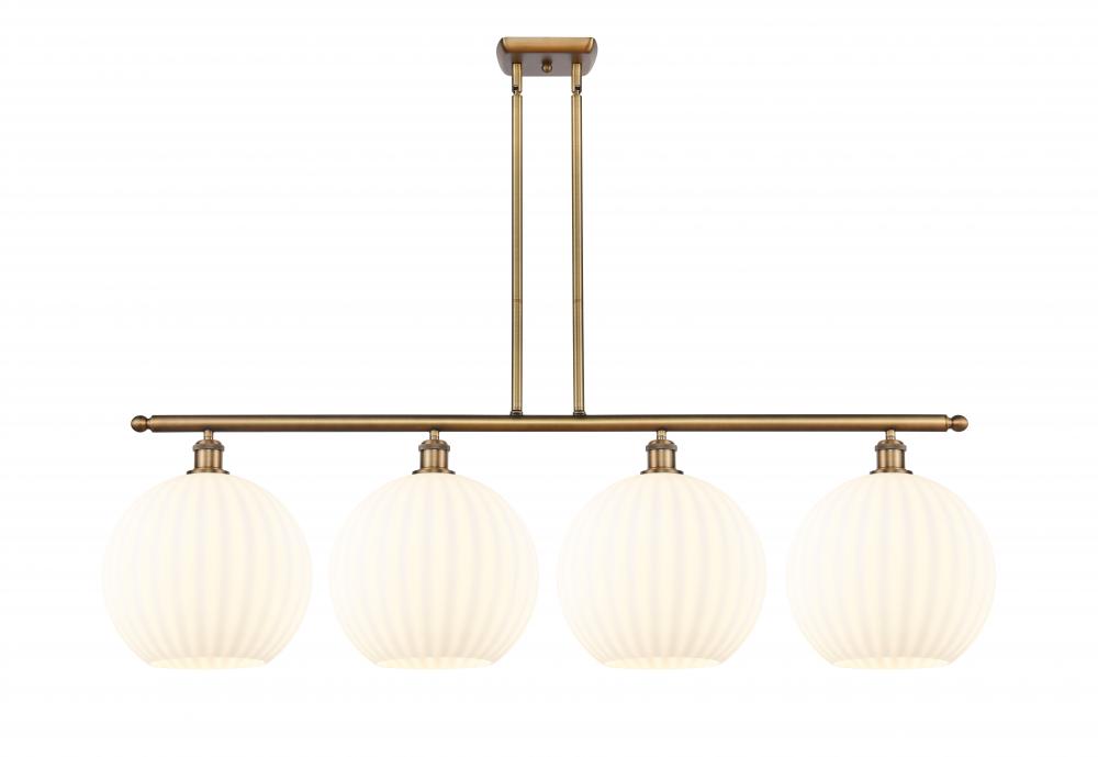 White Venetian - 4 Light - 50 inch - Brushed Brass - Stem Hung - Island Light