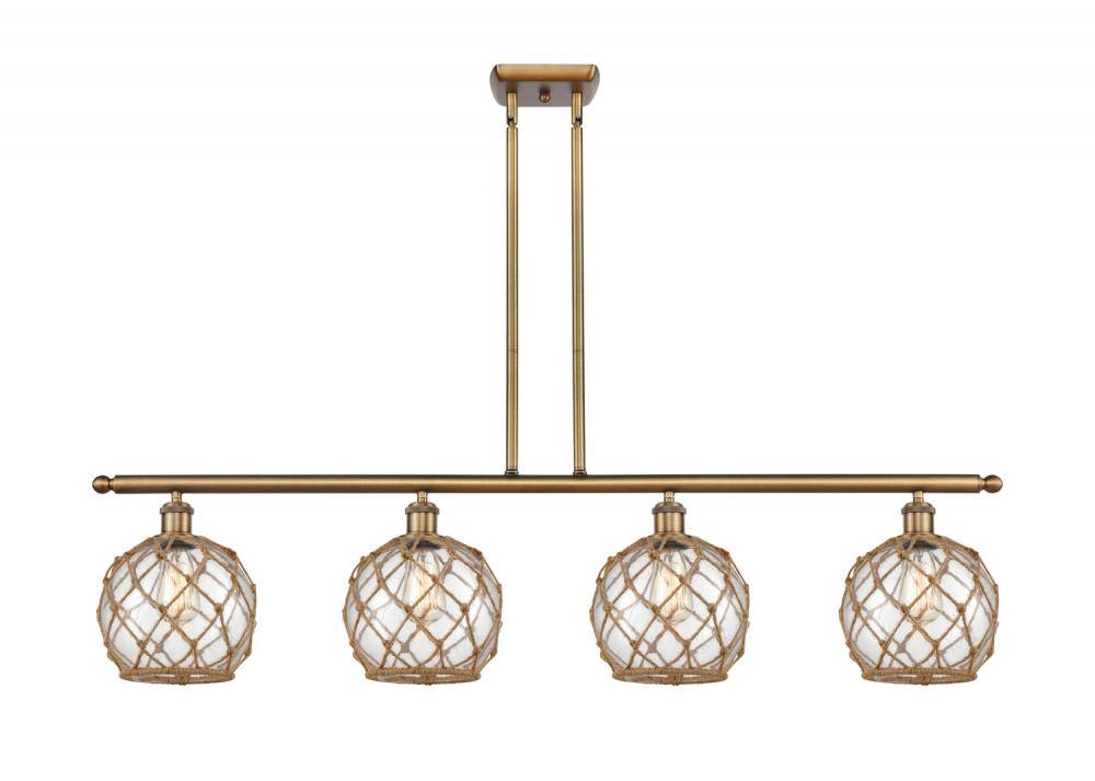 Farmhouse Rope - 4 Light - 48 inch - Brushed Brass - Cord hung - Island Light