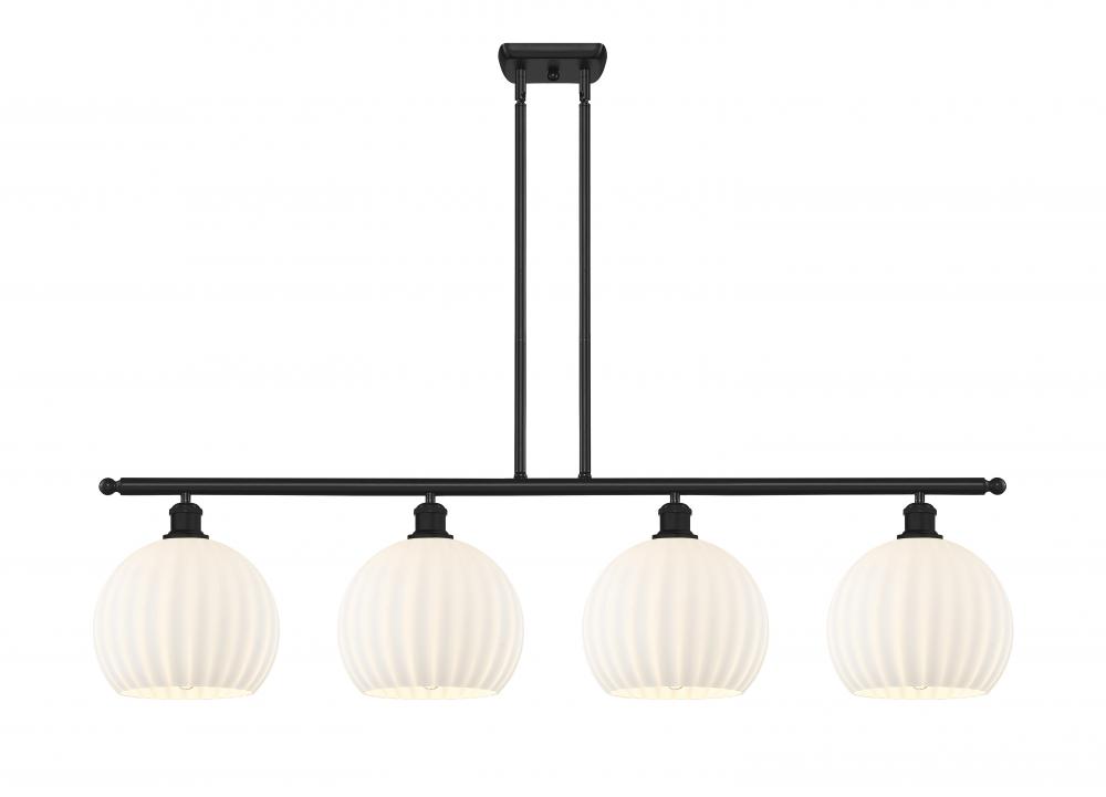 White Venetian - 4 Light - 48 inch - Matte Black - Stem Hung - Island Light