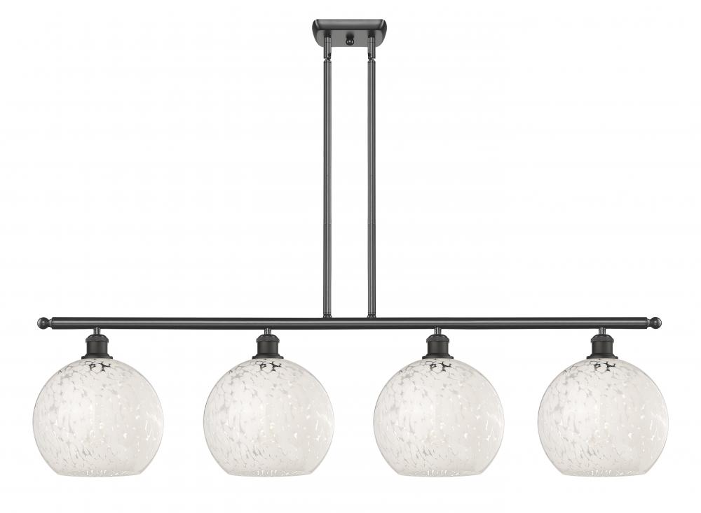 White Mouchette - 4 Light - 48 inch - Oil Rubbed Bronze - Stem Hung - Island Light