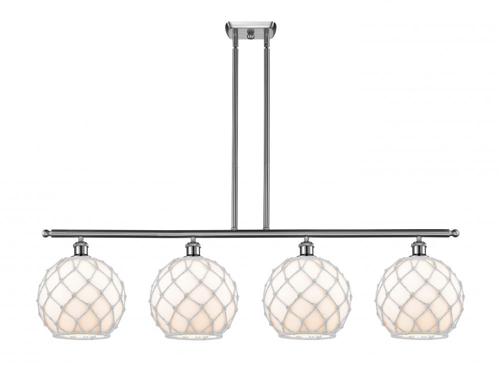 Farmhouse Rope - 4 Light - 48 inch - Brushed Satin Nickel - Cord hung - Island Light