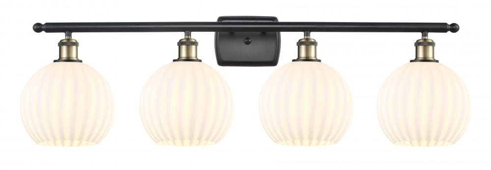 White Venetian - 4 Light - 38 inch - Black Antique Brass - Bath Vanity Light