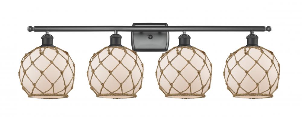 Farmhouse Rope - 4 Light - 38 inch - Matte Black - Bath Vanity Light