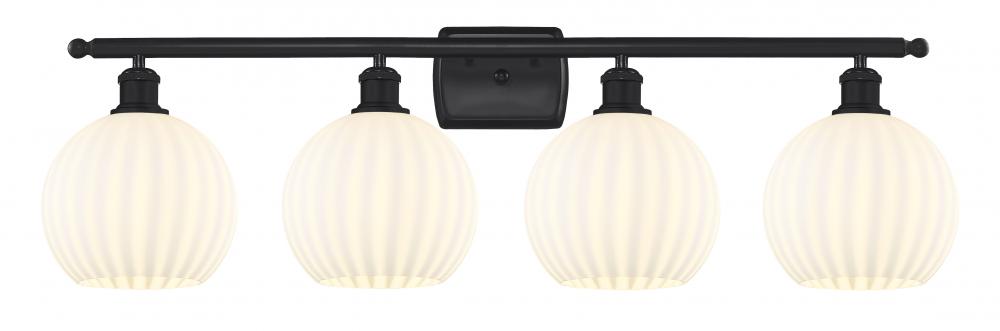 White Venetian - 4 Light - 38 inch - Matte Black - Bath Vanity Light