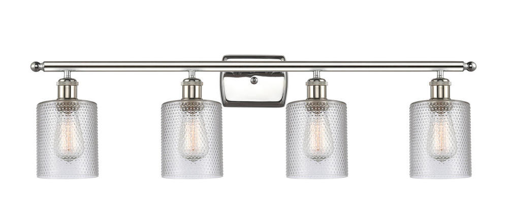 Cobbleskill - 4 Light - 35 inch - Polished Nickel - Bath Vanity Light