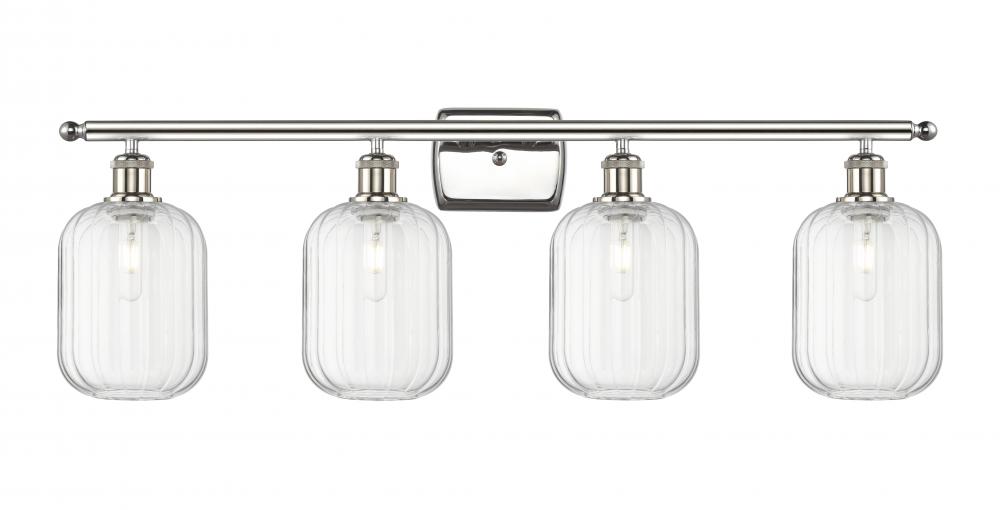 Preston Cylinder - 4 Light - 37 inch - Polished Nickel - Bath Vanity Light
