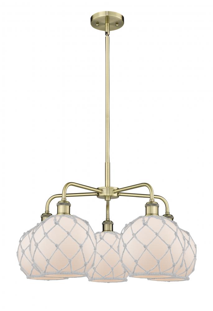 Farmhouse Rope - 5 Light - 27 inch - Antique Brass - Stem hung - Chandelier