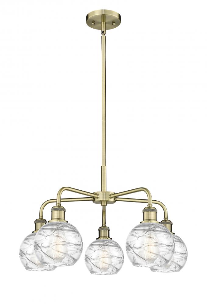 Athens Deco Swirl - 5 Light - 24 inch - Antique Brass - Chandelier