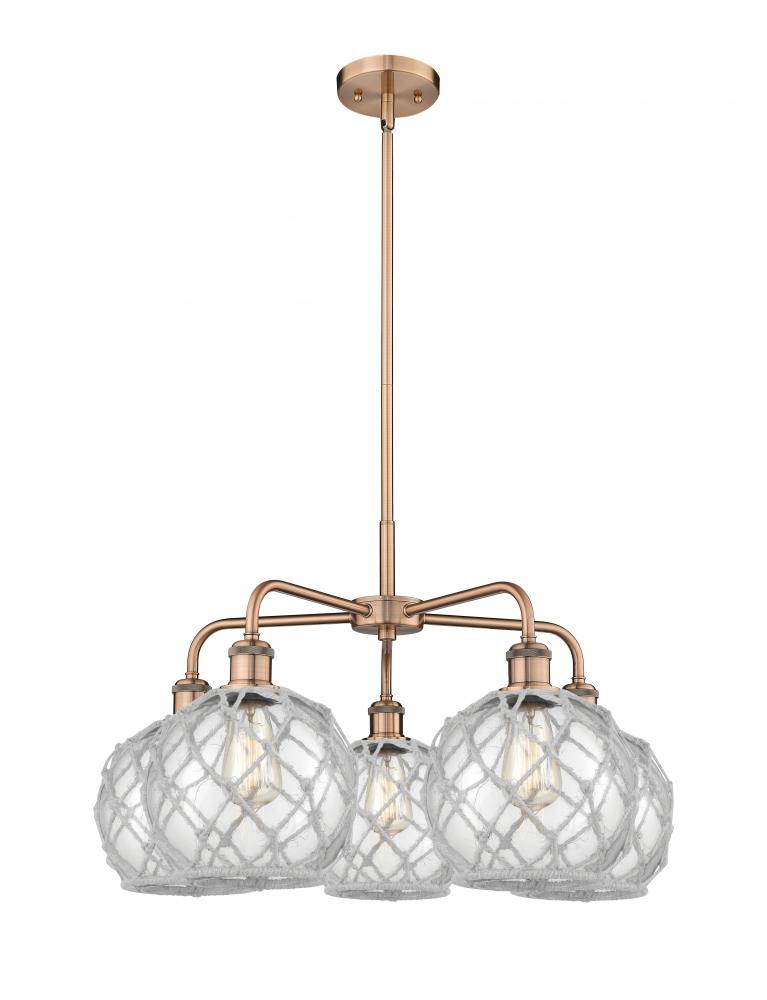 Farmhouse Rope - 5 Light - 27 inch - Antique Copper - Stem hung - Chandelier