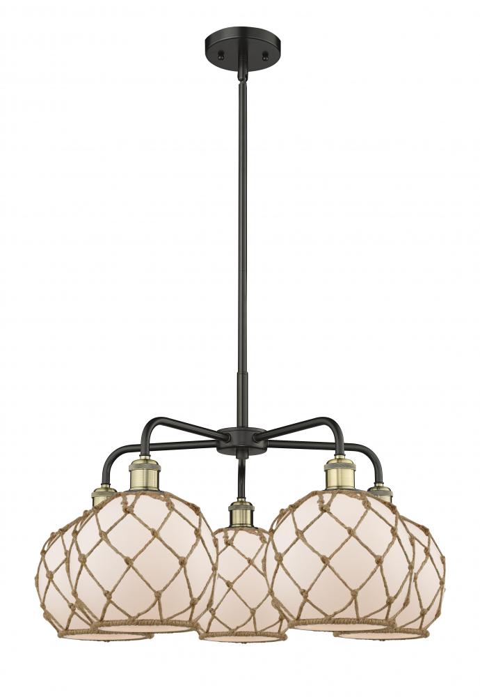 Farmhouse Rope - 5 Light - 27 inch - Black Antique Brass - Stem hung - Chandelier