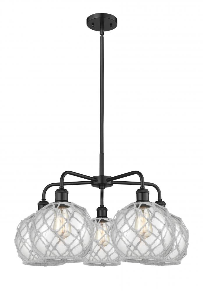 Farmhouse Rope - 5 Light - 27 inch - Matte Black - Stem hung - Chandelier
