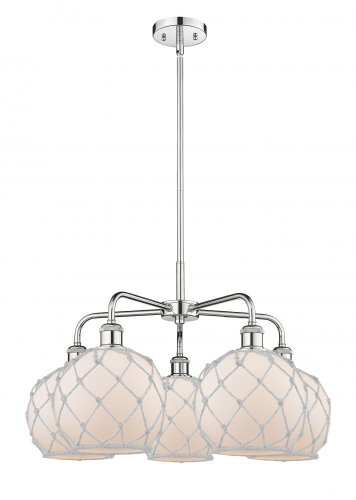 Farmhouse Rope - 5 Light - 27 inch - Polished Chrome - Stem hung - Chandelier