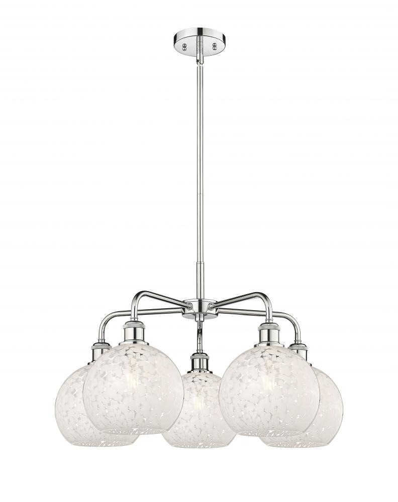 White Mouchette - 5 Light - 26 inch - Polished Chrome - Chandelier